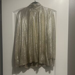 Skies Are Blue Metallic Gold Blouse